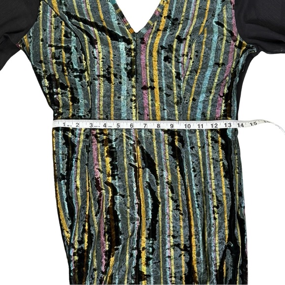 Romeo & Juliet Couture Velvet Mesh Maxi Dress Multicolor Metallic Size Medium - Picture 13 of 15